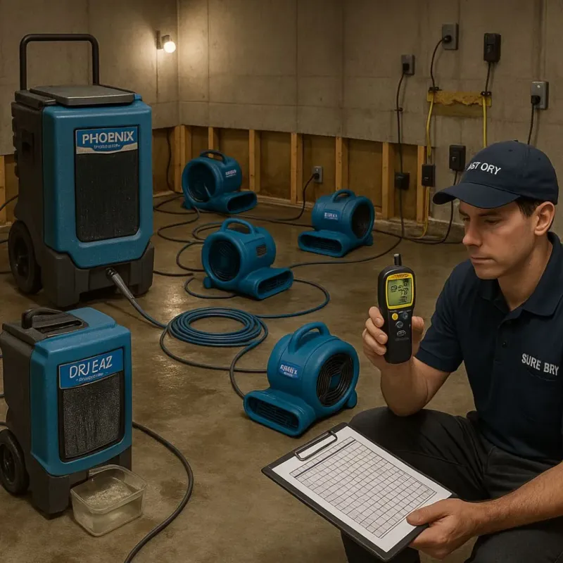Structural Drying and Dehumidification process in Grimes, IA
